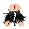 1 Pair Gothic Feather Wrist Cuff Gloves Feather Lace-Up Ribbons Halloween Party
