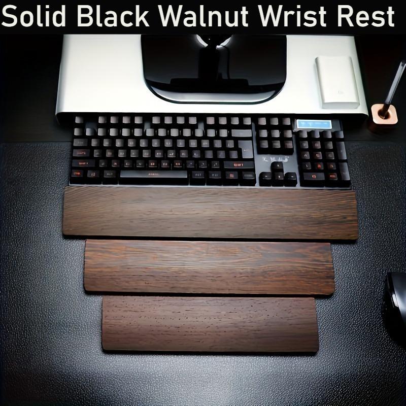 Solid Black Walnut Wrist Rest Anti-Slip Ergonomic Palm Rest Keyboards Space-Saving Durable Design for Office Gaming & Long Typing Sessions 44/36cm