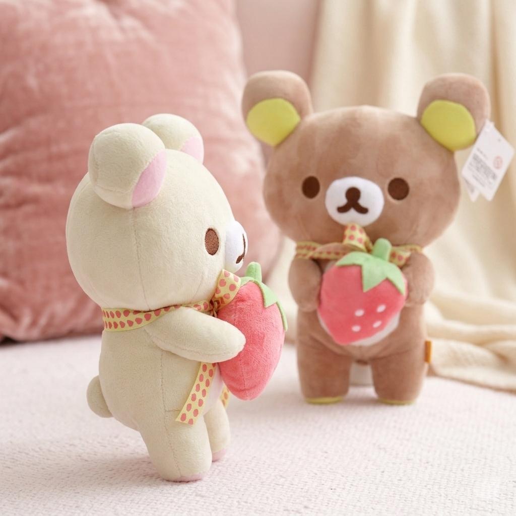 Strawberry Rilakkuma Plush Toys 2527Cm Kawaii White Bear Brown Bear Stuffed Doll Toys Hobbies Collection Cute Kid Birthday Gift