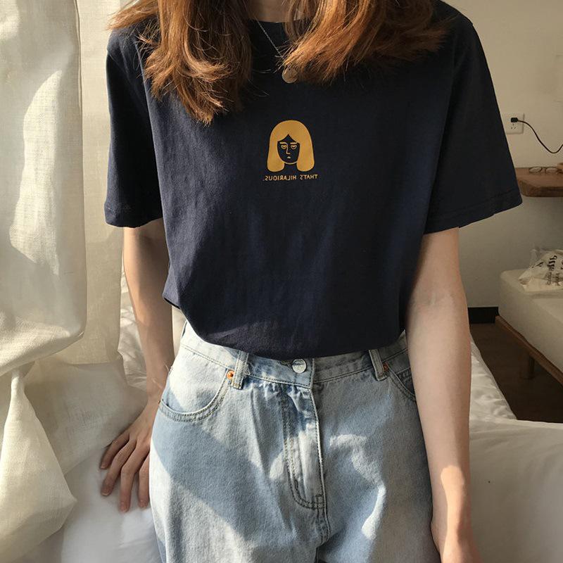 New Korean Style Korean Style Versatile Loose Short-sleeved T-shirt for Women Ins Trendy Internet Celebrity Student Top