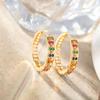 European & American Style Colorful Zirconia Rhinestone Hoop Earrings: Gold-Plated Fashion Niche Design for Women