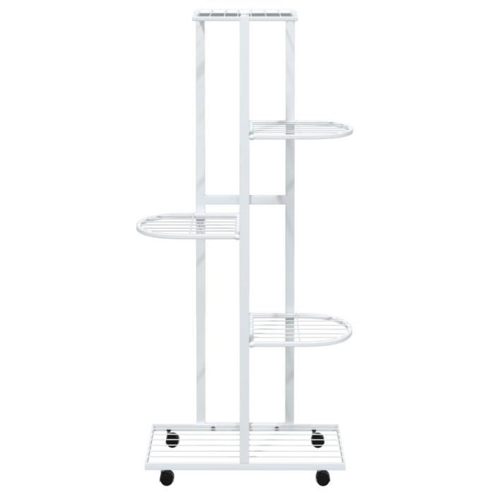 343118 vidaXL Jardinière à 5 niveaux avec roues 44x23x100 cm Blanc Fer