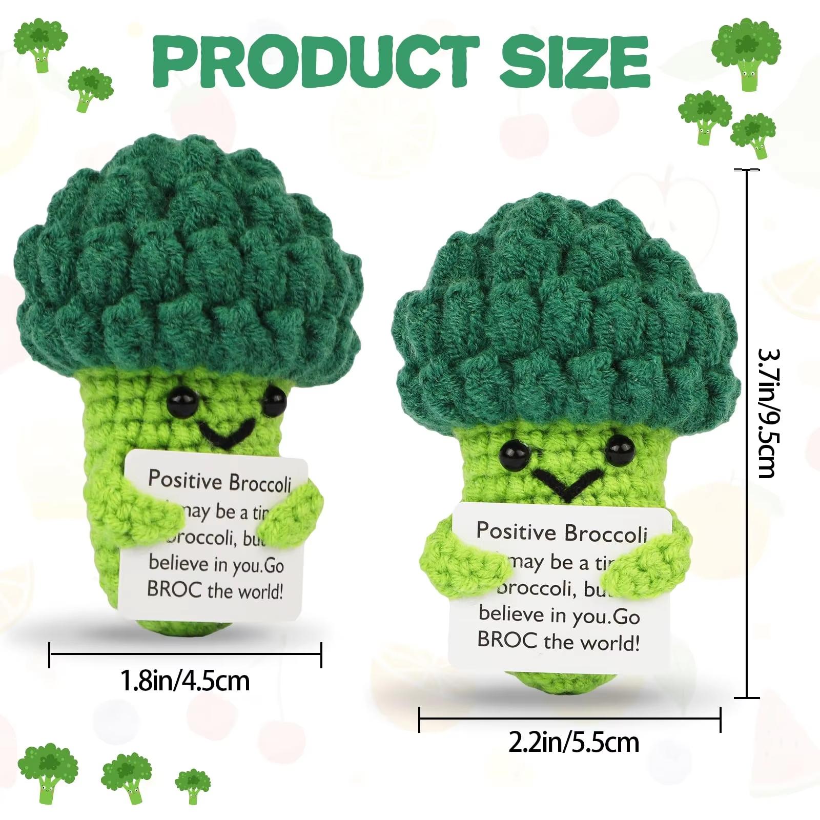 

Crochet Emotional Support Cute Vegetable Knitted Doll with Encourage Card Handmade Creative Fun Stress Relieving Broccoli Toy