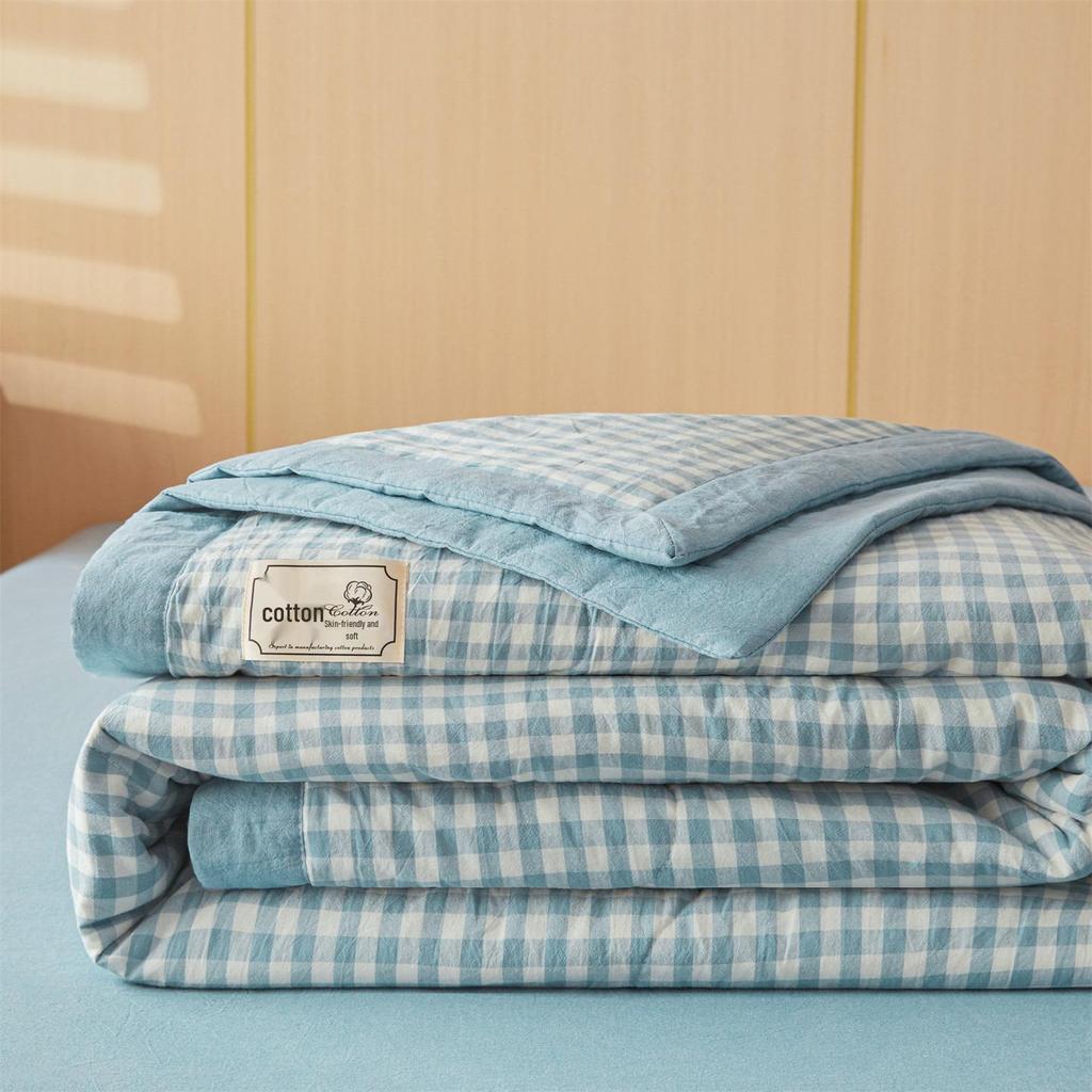 Muji-style Pure Cotton Summer Quilt – All-Cotton, Machine Washable Air Conditioning Quilt for Dorms