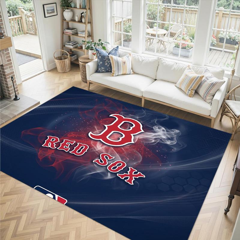 Boston Red Sox Design Křišťálový Sametový Koberec Útulný Ne?Protiskluzová tištěná předložka do ložnice, obývacího pokoje, předsíně