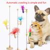 Spring Wood Woodpecker Entertaining Cat and Stress Relieving Pet Toy Safe Wood Entertainment for Cat with Feather
