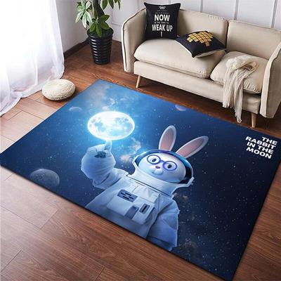Cartoon Astronaut Rabbit Painting Carpet for Living Room Large Area Rug Black Soft Carpet Home Decoration Mats Boho Rugs Picnic