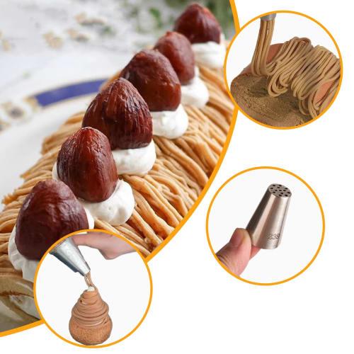 Kumomi Piping Tips, Set of 6, Mont Blanc Piping Tips, Set of 3, Cream Puff Tips, Stainless Steel Pastry Bags, Baking Tools, Baking Tools, Cake Decorat