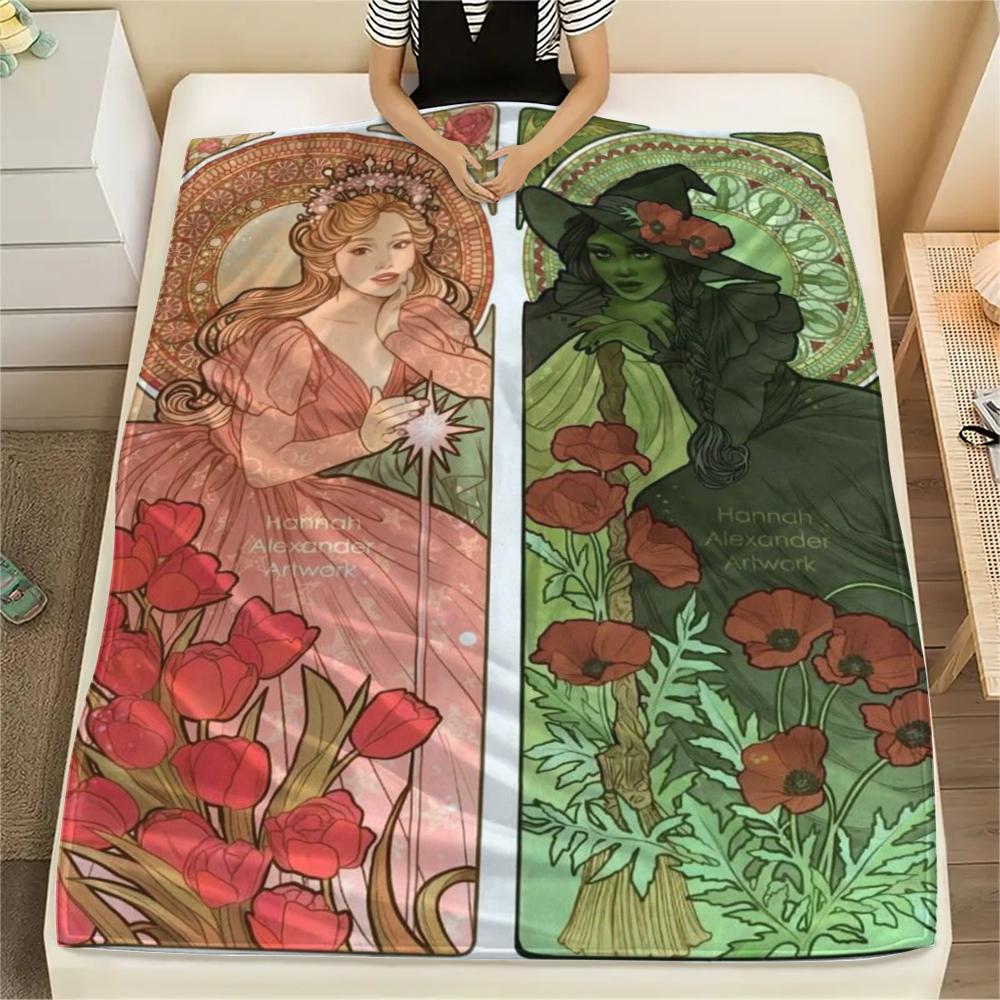 1PC WICKED Print Flannel Blanket, High Quality Comfortable for All Seasons, Home Decor, Warmth and Comfort, Perfect for Christmas Gifts