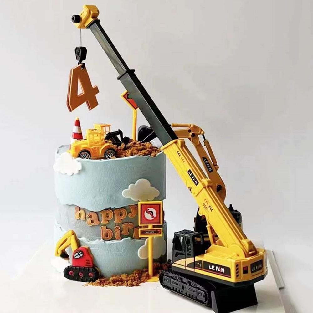 Zdobení na dort Bagr Auto Jeřáb Narozeninová oslava Traktor Stavební Dortové dekorace Potřeby Narozeniny chlapců Baby Shower Dort