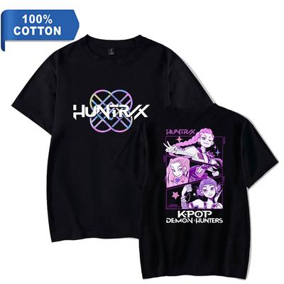 Anime KPop Demon Hunters Huntrix Tshirt Men Women Fashion Cotton T Shirt Summer Unisex Crewneck Short Sleeve  Streetwear Tees