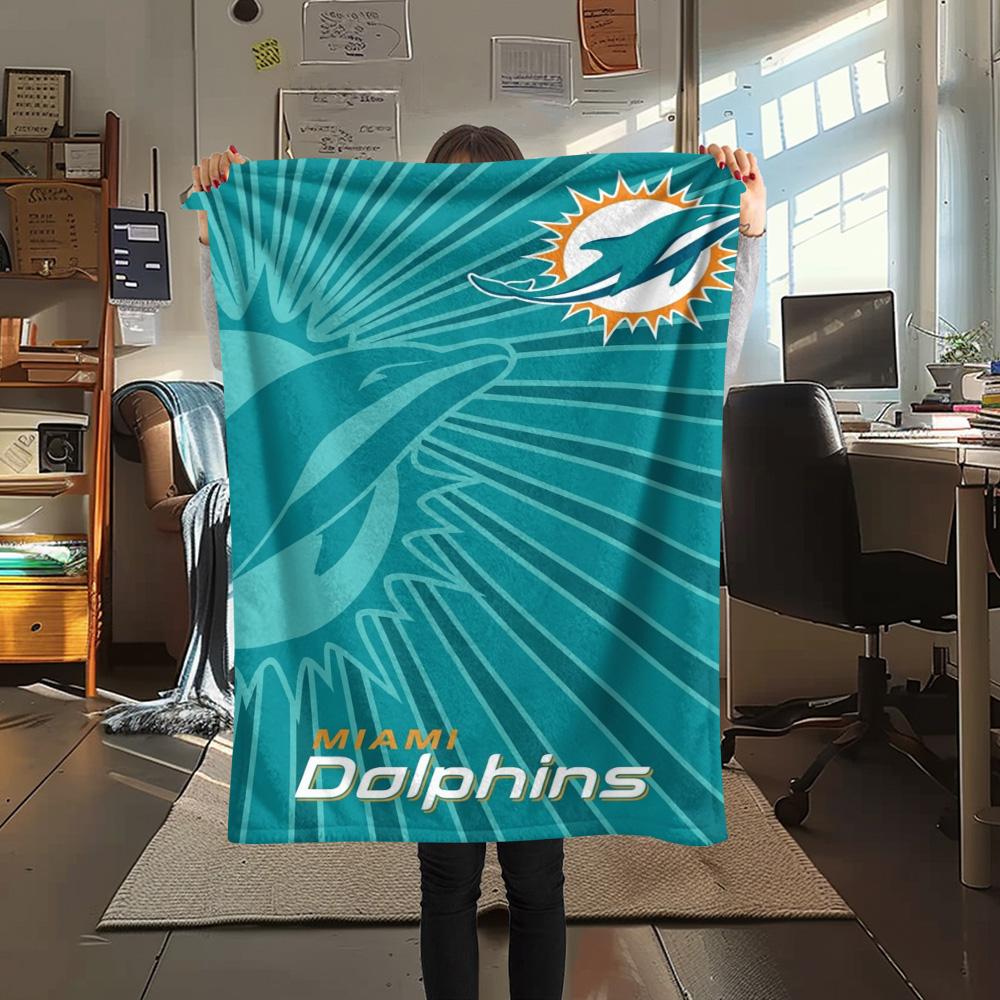 Miami Dolphins Print Flannel Blanket High Quality Warm Comfortable Cover for All Seasons Perfect for Gifts Home Decor