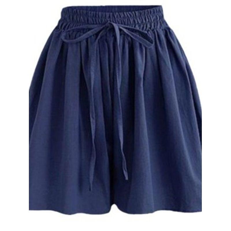 Solid-Color Striped Single-Layer Culotes Solid Lace-up Single Layer Culottes Women