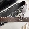 Jeans Decor Rivet Waist Belt Adjustable PU Leather Waistbands Y2K Wide Belt  Ornament