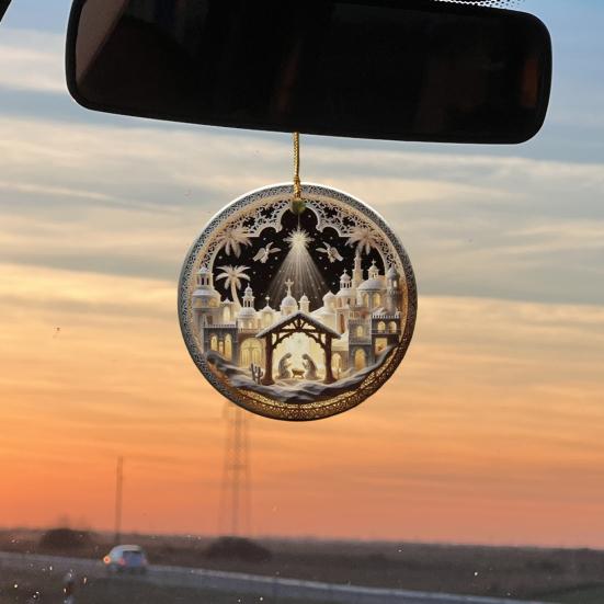 Acrylic Pendant Christmas Decoration with Lanyard Easy To Hang Nativity