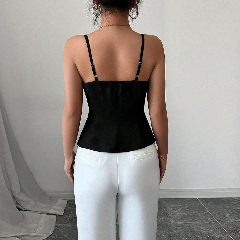 T-shirt Sottile Sospender Svuotata da Donna 2026 Estate Nuovo Stile Vita Sottile Top Sottile