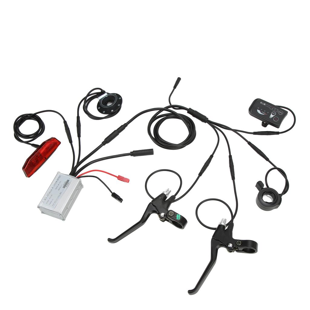 Bike 15A Waterproof Controller with S810 Panel 130X Thumb Throttle 8C Speed Assist Brake Handle 1 to 5 Connector Tail Lamp for 36V/48V 250W Motor