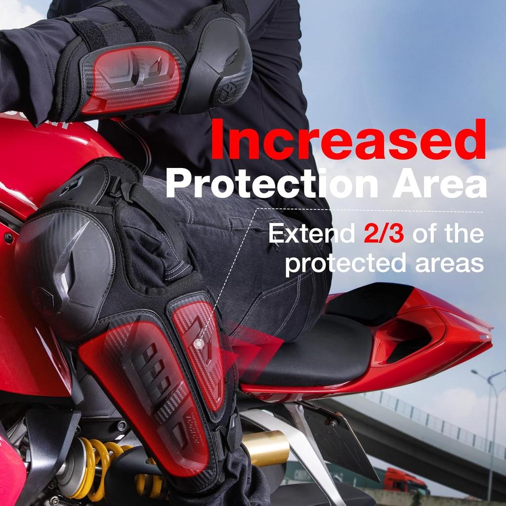 Scoyco 4Pcs Motorcycle Knee Shin Guards Black Adjustable Anti-Slip Knee Cap Pads Protector Armor For Motocross