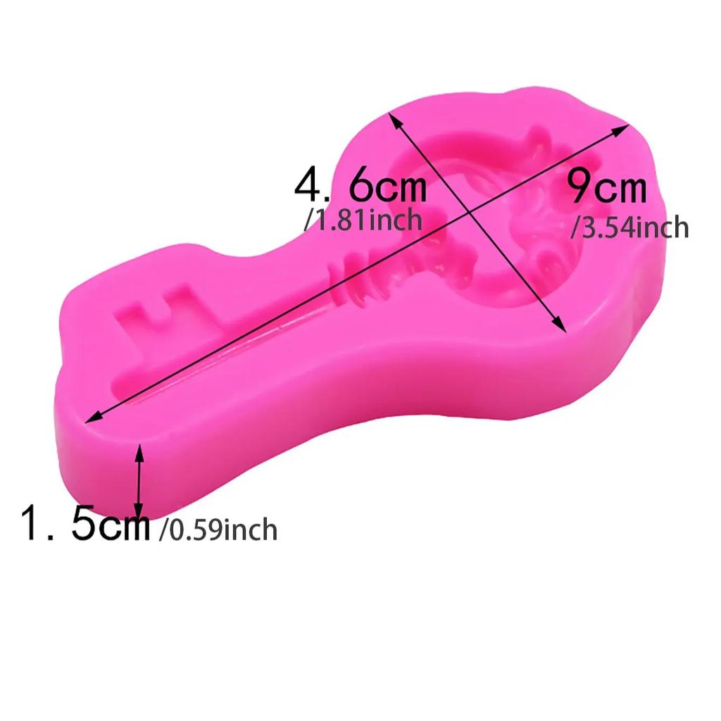 1pc- Moule en silicone vintage en forme de clé, moule à chocolat pour gâteau retourné au sucre, moule en plâtre pour aromathérapie