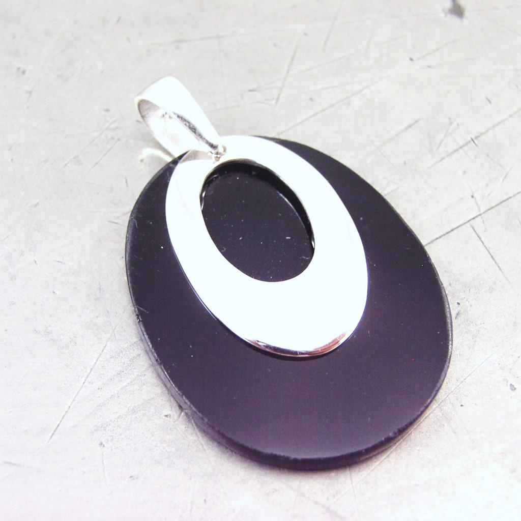 Les Trésors De Lily [G5636] - Silberanhänger 'Obao' schwarz