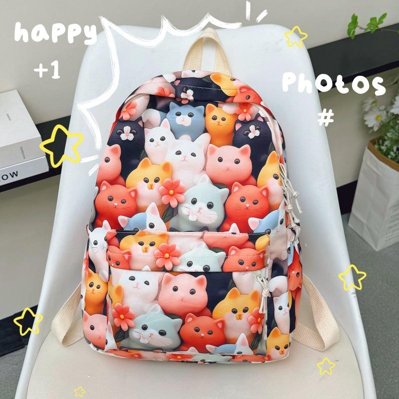 Schoolbag Backpack Women's Large Capacity Simple Cartoon High Value Student Backpack Trendy Cute Cartoon Student School Bag