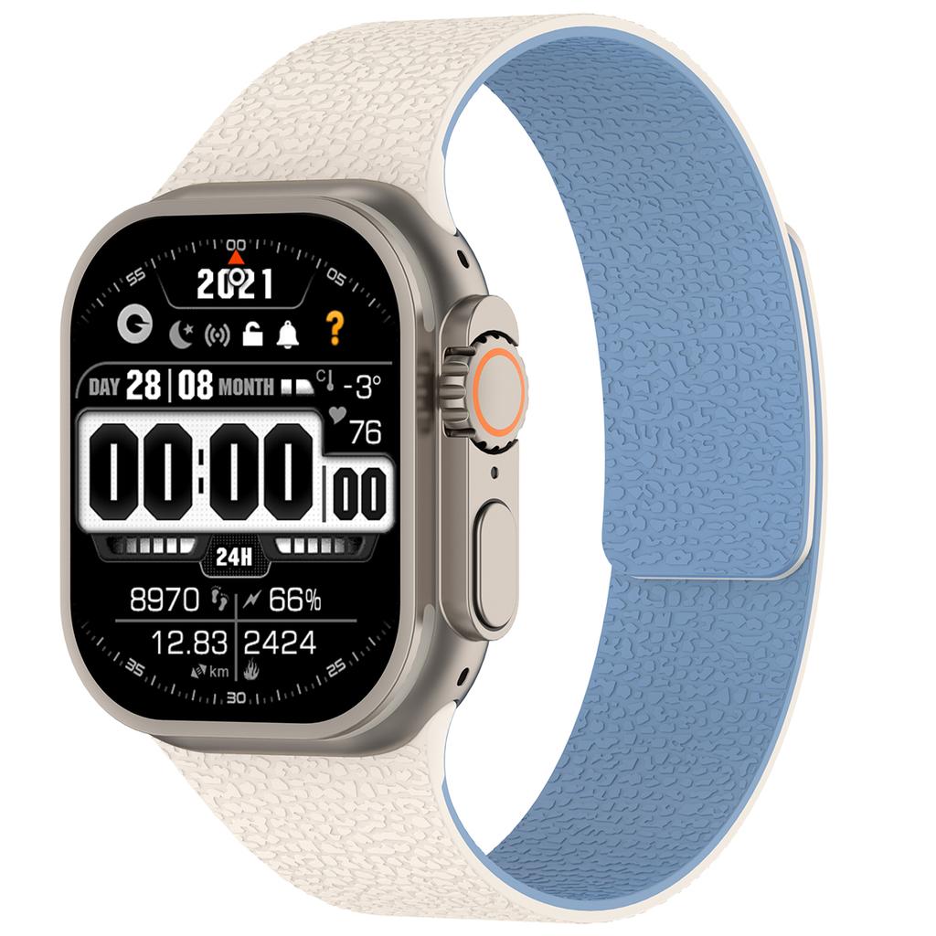 Magnetic Sport Strap For Apple Watch Ultra 3/2 49mm 38 40 41 44 45 46mm Litchi Pattern Silicone Band For Iwatch S11 10 9 8 7 SE3