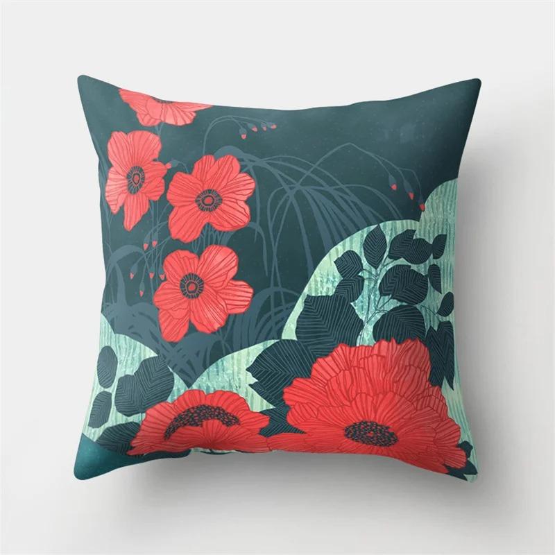 Office Living Room Home Pillowcase Green Leaf Coconut Tree Pattern Pillowcase Car Ornaments