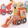 Children's wooden assembly building blocks set with realistic engineering vehicle model - an educational toy set for kids