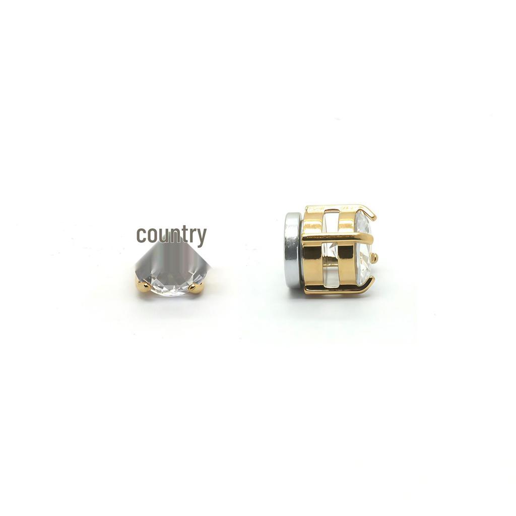 Zirconia Magnetic Ear Clips | No Piercing Faux Stud Earrings for Couples In Stainless Steel