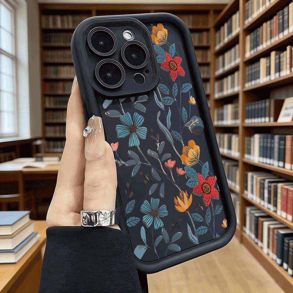 Colorful Floral Vines Soft TPU Phone Case for iPhone 17 16 15 14 13 12 11 Pro Max Plus Shockproof Anti-Slip Cover