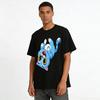 Cute Blue Cat Lying Print T-Shirt for Adults & Kids Casual Breathable Crew Neck Short Sleeve Top Pure cotton T-shirt