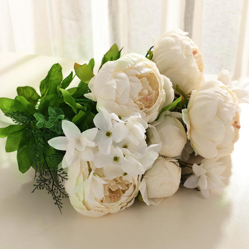 Fake Peony Flower with 13 Heads Artificial Plant for Wedding Home Accessories Room Decor