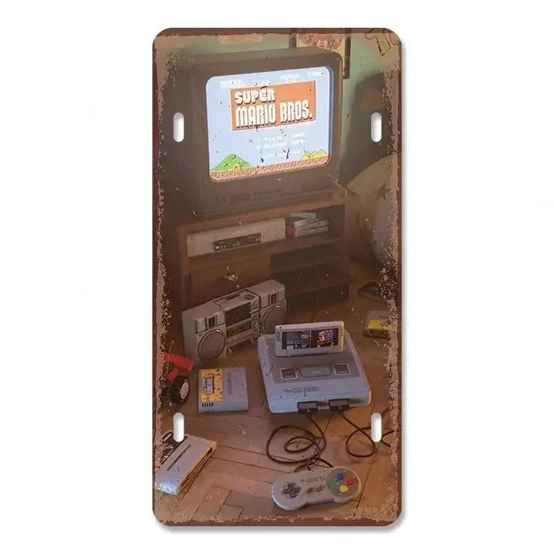Vintage Video Game License Plate Metal Sign Playstation Gamer Metal Tin Poster For Boys Play Room Workshop Home Wall Art Decor
