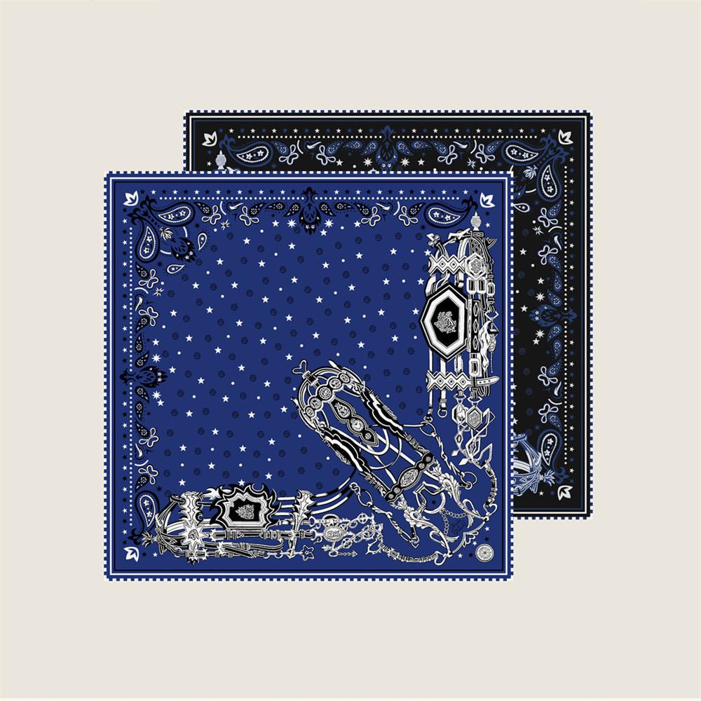 POBING Hand Rolled Twill Silk Scarf Women Dot Cashew Double Side Print Square Scarves Wraps Echarpes Foulards Femme Hijab 53CM
