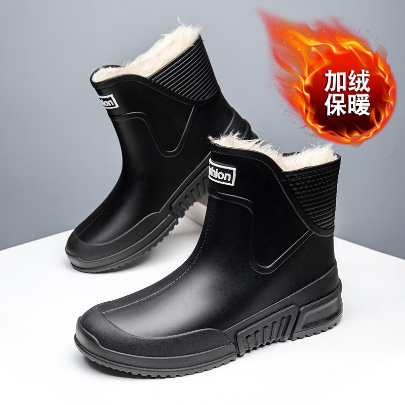 Fashion rain shoes men's trend short tube water shoes outer wear work shoes medium tube waterproof non-slip wear-resistant rain boots women