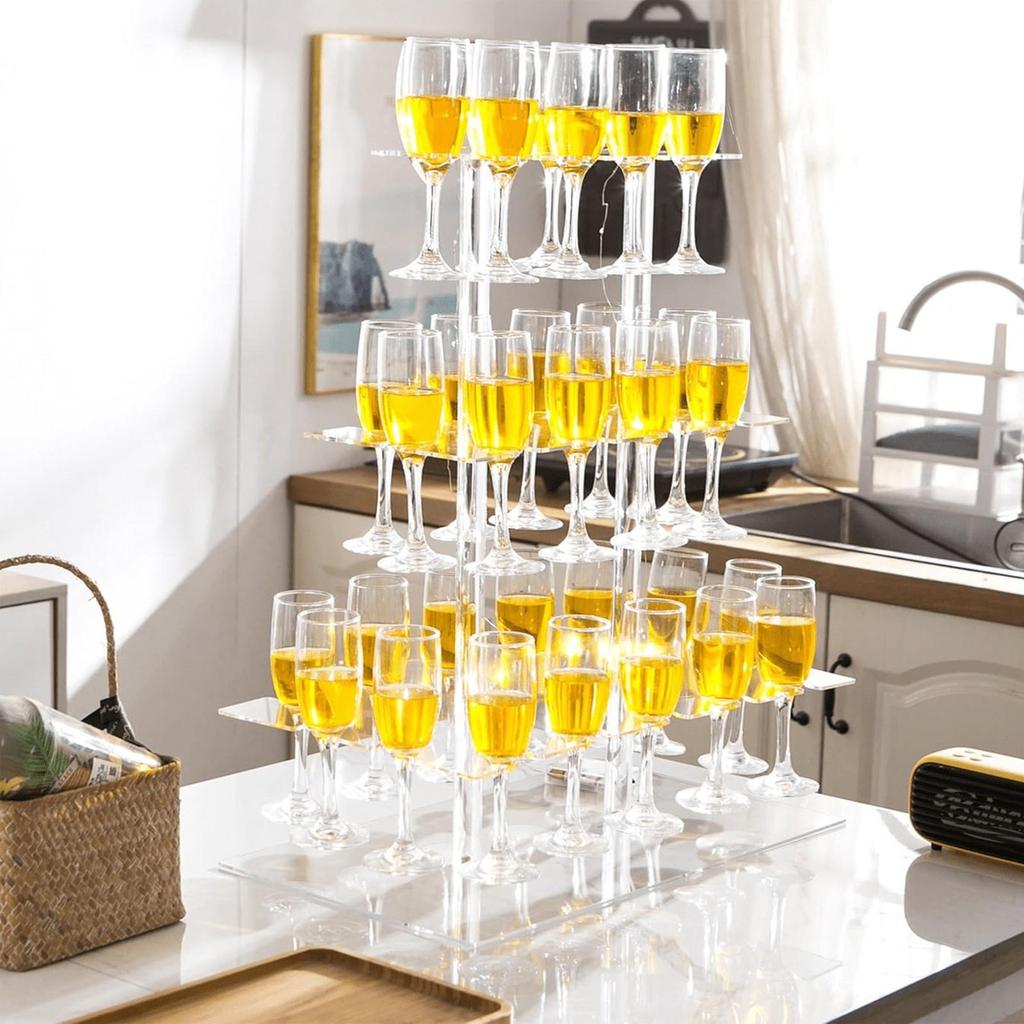 Acrylic Stemware Display Stand Decorative with Cutout Slots