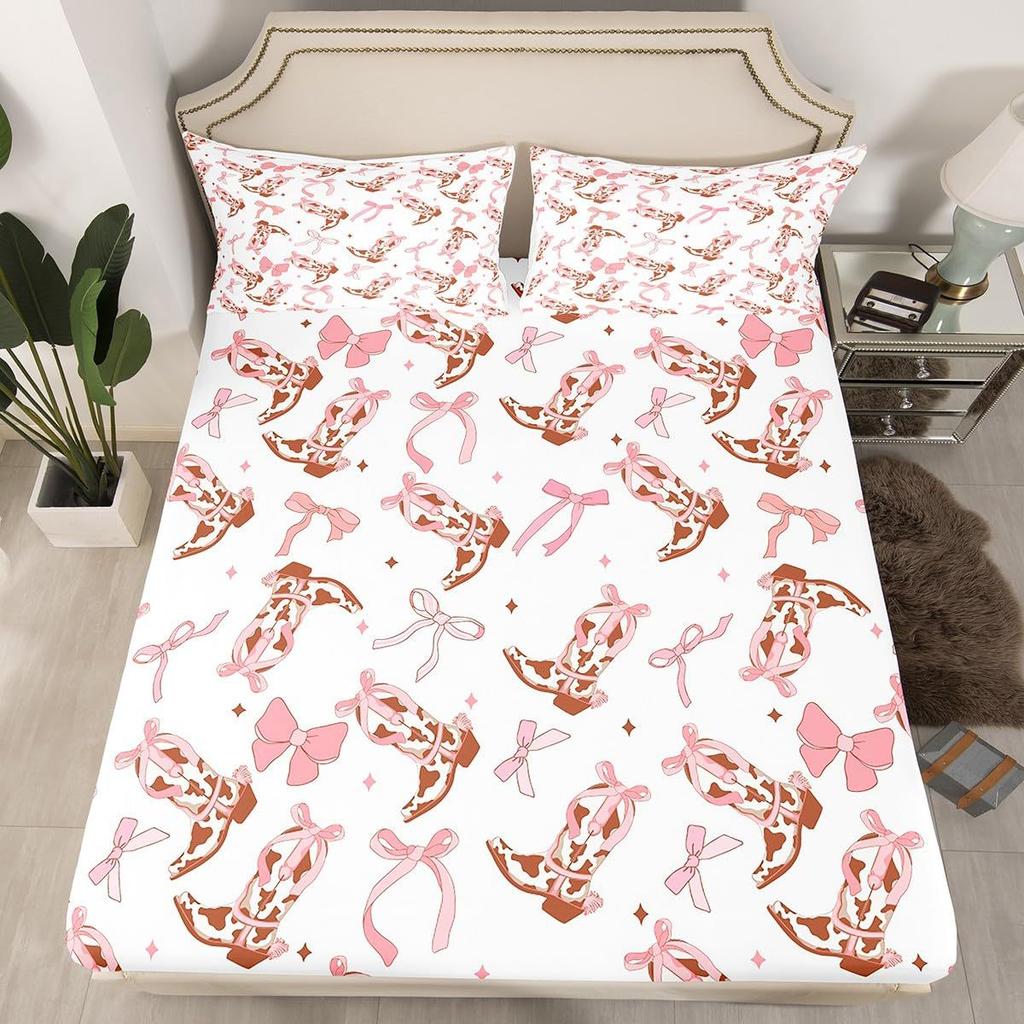 Denim Boots Pattern Sheet Three-Piece Digital Printed Sheet Bedding Set Adult Children