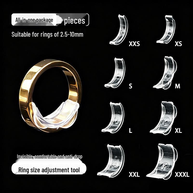 8-teiliges Unsichtbares Ringgrößenverstellwerkzeug für Damen & Herren – Rutschfest, Transparent, für Breite & Diamantringe