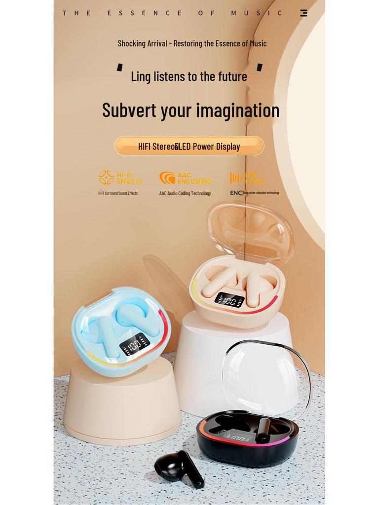 New TWS 5.3 Wireless Half-in-Ear Dual Earphones with Heavy Bass for Running & Sports