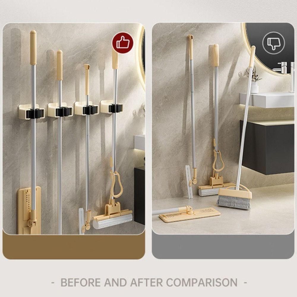 Multipurpose Mop Clamp Wall Mounted Bathroom Rack Durable Mop Storage Holder