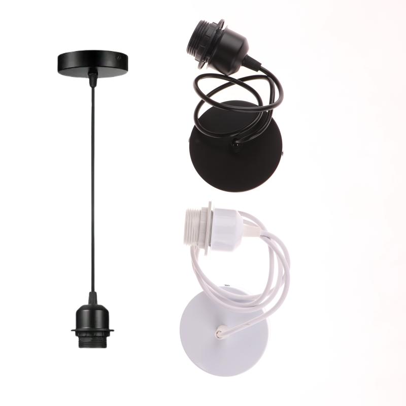1 Set Nordic Half Teeth Lampshade Base Vintage E27 Hanging Lamp Holders With 0.8/1/1.2/1.5M Cable Ceiling Lamp Holder Socket