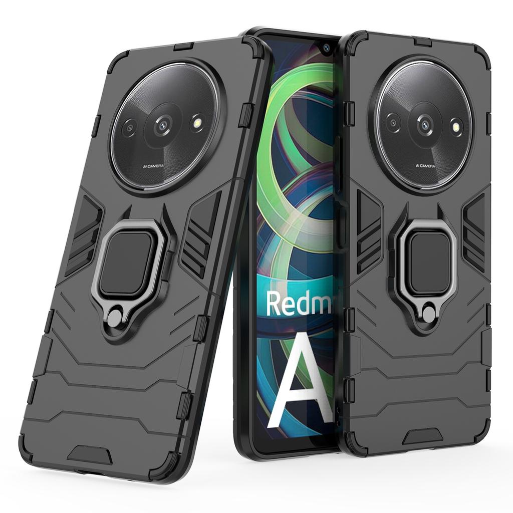 For Xiaomi Redmi A3 4G/Poco C61 4G Case Dual-Layer PC+TPU Armor Phone Cover Ring Holder Kickstand
