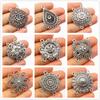 10pcs Antique Silver Plated Bohemian Vintage Flower Connector Charm Pendant DIY Necklace Bracelet Jewelry Making Accessories