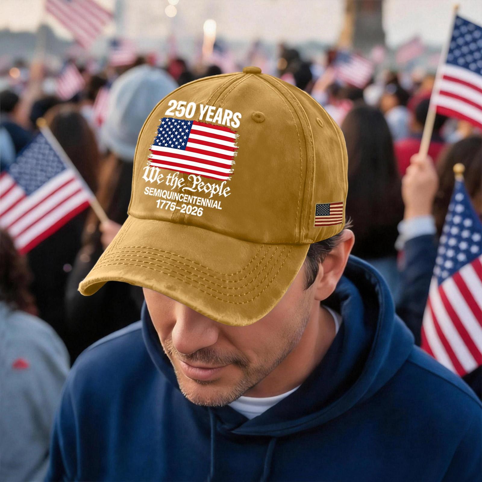 

Men s and Women s Matching American 0th Anniversary Anniversary Embroidered Vintage Washed Baseball Cap One Size жовтий
