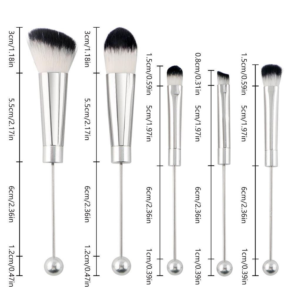 

1set Metal DIY Beaded Cosmetic Eye Brush Detachable Beads Makeup Brushes For Lady Girls Professional Cosmetics Makeu