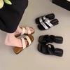 Thick-soled One-shoulder Shoes New Women's Shoes Wedge Heels Slippers and Sandals