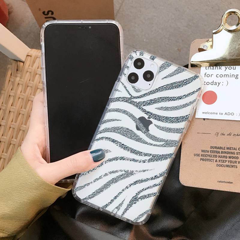 Cartoon Zebra Pattern Phone Case for iPhone 11 12 13 Mini Pro XS MAX 8 7 6 6S Plus X 5S SE 2020 XR Clear Case