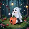 Small Decorative Table Settings Halloween Ghost Decoration, Holding Pumpkin Resin Figurine with Witch Exquisite Craftsmanship Art Hat, Spooky