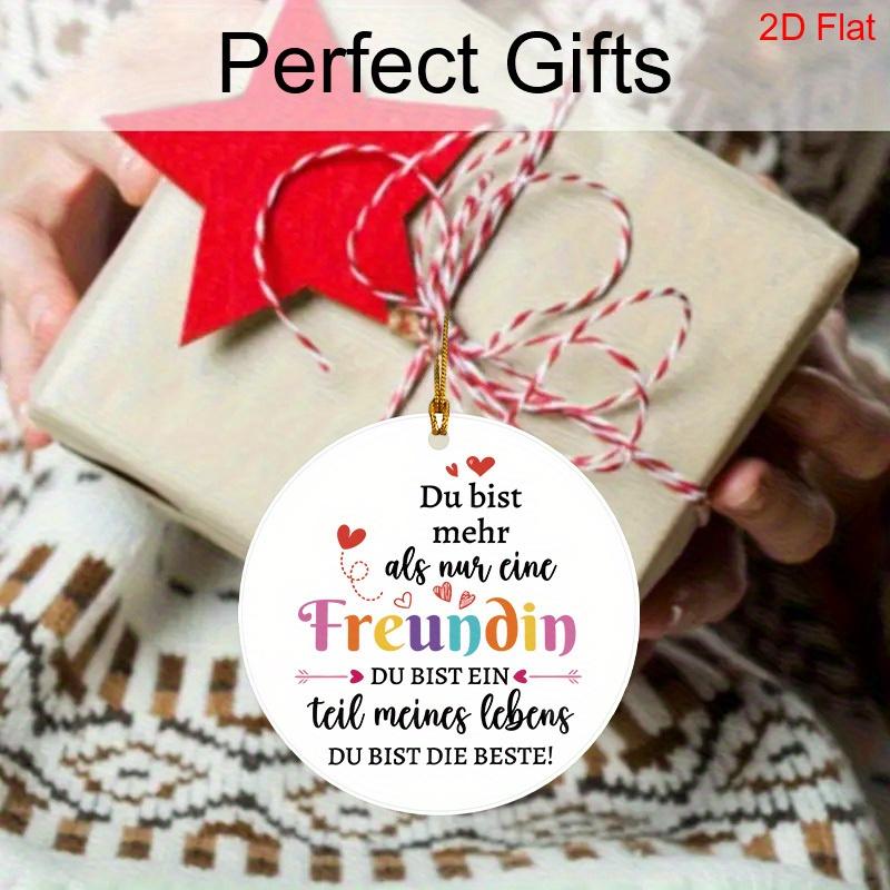 1pc German Freundin Round Acrylic Pendant Christmas Tree Ornament Friendship Gift for Best Friends