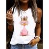 Summer Round Neck 3D Printed Top Fashionable Casual Sleeveless Women's Tank Tops